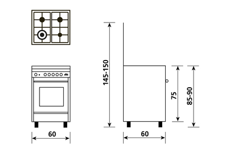 Disegno tecnico Forno multifunzione elettrico ventilato - SA664MI6 - Glem Gas