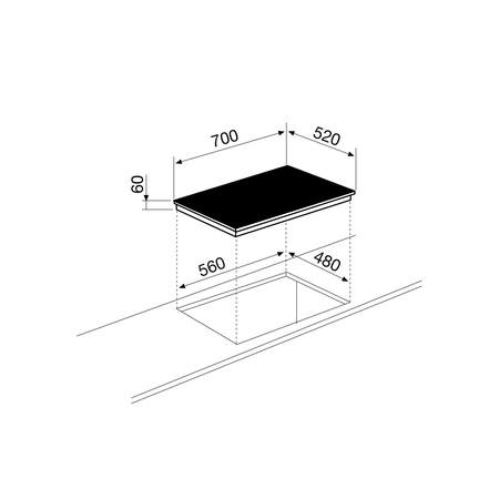 Disegno tecnico Piano cottura ad induzione - GTI741BSL - Glem Gas