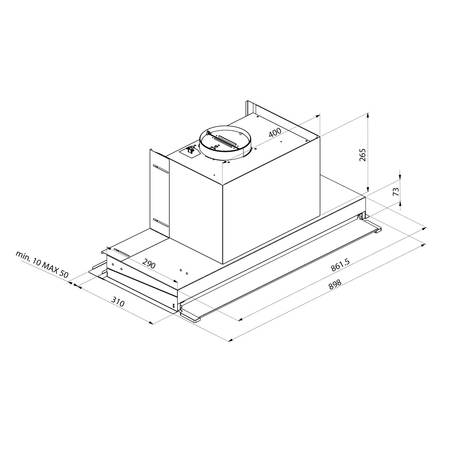 Disegno tecnico Cappa NO•DROP - GHN980IXA - Glem Gas