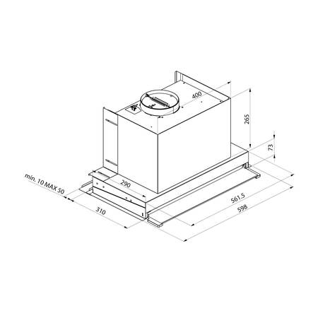 Disegno tecnico Cappa NO•DROP - GHN680IXA - Glem Gas