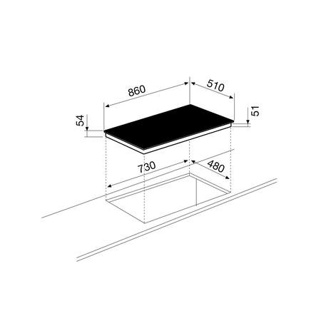 Disegno tecnico Piano cottura ad induzione - GTI951BSL - Glem Gas